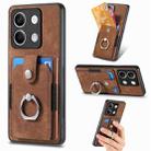 For Xiaomi Redmi Note 13 4G Retro Skin-feel Ring Card Wallet Phone Case(Brown) - 1