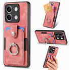 For Xiaomi Redmi Note 13 4G Retro Skin-feel Ring Card Wallet Phone Case(Pink) - 1