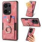 For Xiaomi Redmi Note 13 Pro 4G Retro Skin-feel Ring Card Wallet Phone Case(Pink) - 1