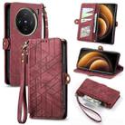 For vivo X100 Geometric Zipper Wallet Side Buckle Leather Phone Case(Red) - 1