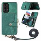 For Samsung Galaxy  A23 Crossbody Multi-function Zipper Wallet Phone Case(Green) - 1