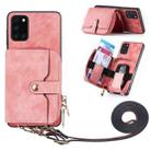 For Samsung Galaxy A31 Crossbody Multi-function Zipper Wallet Phone Case(Pink) - 1