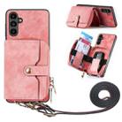 For Samsung Galaxy A34 Crossbody Multi-function Zipper Wallet Phone Case(Pink) - 1