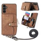 For Samsung Galaxy A54 5G Crossbody Multi-function Zipper Wallet Phone Case(Brown) - 1