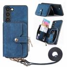For Samsung Galaxy S23+ 5G Crossbody Multi-function Zipper Wallet Phone Case(Blue) - 1