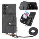 For Samsung Galaxy S23+ 5G Crossbody Multi-function Zipper Wallet Phone Case(Black) - 1