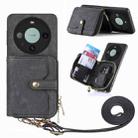 For Huawei Mate 60 Pro Crossbody Multi-function Zipper Wallet Phone Case(Black) - 1