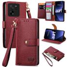 For Xiaomi Redmi K60 Ultra Love Zipper Lanyard Leather Phone Case(Red) - 1