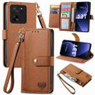 For Xiaomi Redmi K60 Ultra Love Zipper Lanyard Leather Phone Case(Brown) - 1