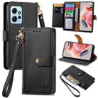 For Xiaomi Redmi Note 12 4G Love Zipper Lanyard Leather Phone Case(Black) - 1