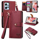 For Xiaomi Redmi Note 12 4G Love Zipper Lanyard Leather Phone Case(Red) - 1