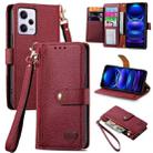 For Xiaomi Redmi Note 12 Pro 5G Love Zipper Lanyard Leather Phone Case(Red) - 1
