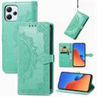 For Xiaomi Redmi 12 5G Mandala Flower Embossed Leather Phone Case(Green) - 1