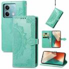 For Xiaomi Redmi  Note 13 5G Mandala Flower Embossed Leather Phone Case(Green) - 1