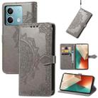 For Xiaomi Redmi  Note 13 5G Mandala Flower Embossed Leather Phone Case(Grey) - 1