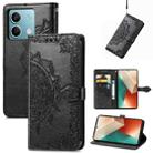 For Xiaomi Redmi  Note 13 5G Mandala Flower Embossed Leather Phone Case(Black) - 1