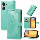 For Xiaomi Redmi 13C Mandala Flower Embossed Leather Phone Case(Green) - 1