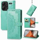 For Xiaomi Redmi Note 13 Pro+ Mandala Flower Embossed Leather Phone Case(Green) - 1