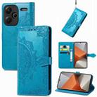 For Xiaomi Redmi Note 13 Pro+ Mandala Flower Embossed Leather Phone Case(Blue) - 1