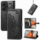 For Xiaomi Redmi Note 13 Pro+ Mandala Flower Embossed Leather Phone Case(Black) - 1