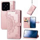 For Xiaomi 14 Pro Mandala Flower Embossed Leather Phone Case(Rose Gold) - 1