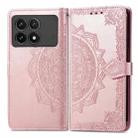 For Xiaomi Redmi K70 Pro Mandala Flower Embossed Leather Phone Case(Rose Gold) - 1