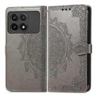 For Xiaomi Redmi K70 Pro Mandala Flower Embossed Leather Phone Case(Grey) - 1