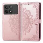 For Xiaomi Redmi K70 Mandala Flower Embossed Leather Phone Case(Rose Gold) - 1