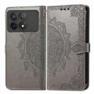 For Xiaomi Redmi K70 Mandala Flower Embossed Leather Phone Case(Grey) - 1