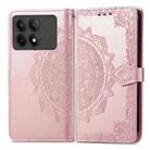 For Xiaomi Redmi K70E Mandala Flower Embossed Leather Phone Case(Rose Gold) - 1