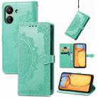 For Xiaomi Redmi 13C 5G Mandala Flower Embossed Leather Phone Case(Green) - 1