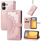 For Xiaomi Redmi 13C 5G Mandala Flower Embossed Leather Phone Case(Rose Gold) - 1