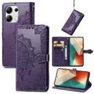 For Xiaomi Redmi Note 13 4G Mandala Flower Embossed Leather Phone Case(Purple) - 1