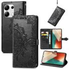 For Xiaomi Redmi Note 13 4G Mandala Flower Embossed Leather Phone Case(Black) - 1