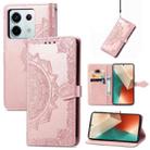 For Xiaomi Redmi Note 13 Pro Mandala Flower Embossed Leather Phone Case(Rose Gold) - 1