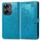 For Xiaomi Redmi Turbo 3 5G Mandala Flower Embossed Leather Phone Case(Blue) - 1