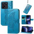 For Xiaomi Redmi K60 Ultra Butterfly Love Flower Embossed Leather Phone Case(Blue) - 1