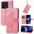 For Xiaomi Redmi K60 Ultra Butterfly Love Flower Embossed Leather Phone Case(Pink) - 1