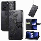 For Xiaomi Redmi K60 Ultra Butterfly Love Flower Embossed Leather Phone Case(Black) - 1