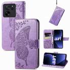 For Xiaomi Redmi K60 Ultra Butterfly Love Flower Embossed Leather Phone Case(Purple) - 1