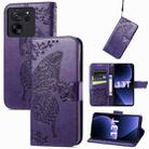 For Xiaomi 13T / 13T Pro Butterfly Love Flower Embossed Leather Phone Case(Dark Purple) - 1
