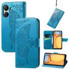 For Xiaomi Redmi 13C Butterfly Love Flower Embossed Leather Phone Case(Blue) - 1