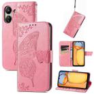 For Xiaomi Redmi 13C Butterfly Love Flower Embossed Leather Phone Case(Pink) - 1