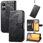 For Xiaomi Redmi 13C Butterfly Love Flower Embossed Leather Phone Case(Black) - 1