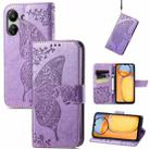 For Xiaomi Redmi 13C Butterfly Love Flower Embossed Leather Phone Case(Purple) - 1