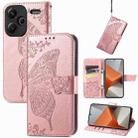 For Xiaomi Redmi Note 13 Pro+ Butterfly Love Flower Embossed Leather Phone Case(Rose Gold) - 1