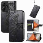 For Xiaomi Redmi Note 13 Pro+ Butterfly Love Flower Embossed Leather Phone Case(Black) - 1