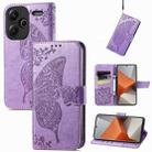 For Xiaomi Redmi Note 13 Pro+ Butterfly Love Flower Embossed Leather Phone Case(Purple) - 1