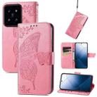 For Xiaomi 14 Butterfly Love Flower Embossed Leather Phone Case(Pink) - 1