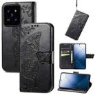 For Xiaomi 14 Butterfly Love Flower Embossed Leather Phone Case(Black) - 1